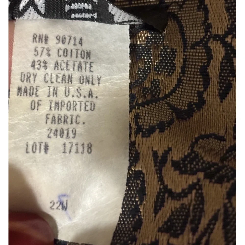 VTG 80s Women MSK Embroidered Dinner Dress Jacket Metallic Gold Paisley Size 22W - Picture 7 of 10